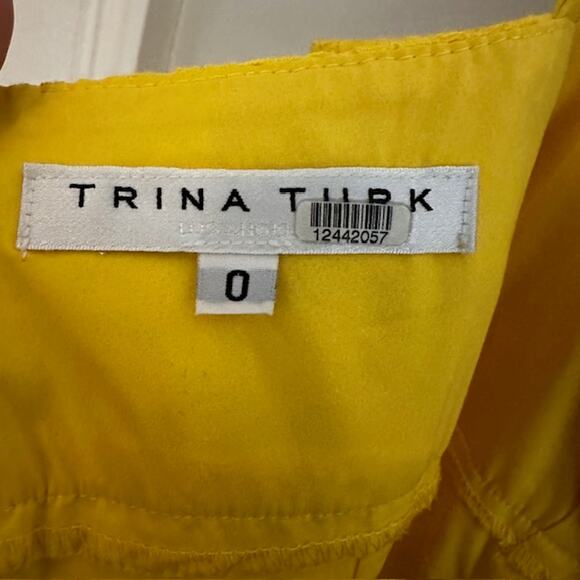Trina Turk Bright Yellow Lace Twist Bow Sheath Dress Size 0 - Picture 7 of 8